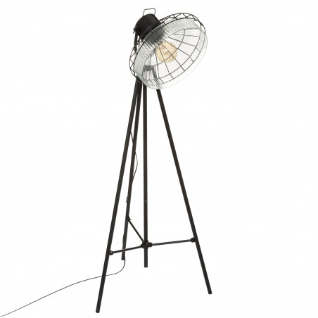 Lampadaire trépied "House" noir, métal & verre Hauteur 151 cm Atmosphera