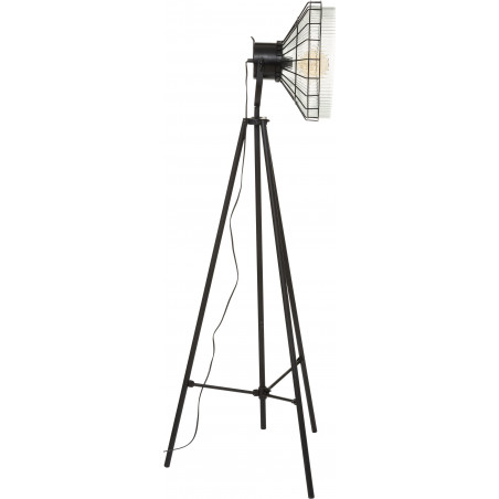 Lampadaire trépied "House" noir, métal & verre Hauteur 151 cm Atmosphera