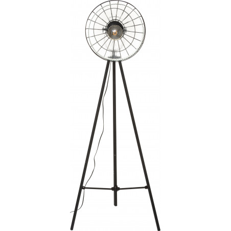 Lampadaire trépied "House" noir, métal & verre Hauteur 151 cm Atmosphera