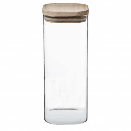 Lot de 3 Bocaux de rangement en verre et bois couvercle hermétique empilable Atmosphera
