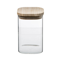 Lot de 3 Bocaux de rangement en verre et bois couvercle hermétique empilable Atmosphera