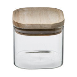 Lot de 3 Bocaux de rangement en verre et bois couvercle hermétique empilable Atmosphera
