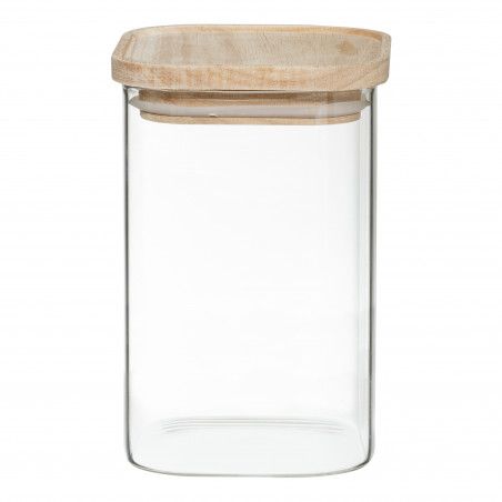 Bocaux de rangement en verre et bois couvercle hermétique Atmosphera