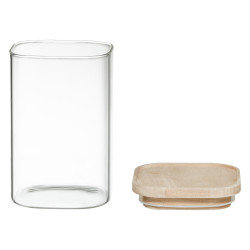 Bocaux de rangement en verre et bois couvercle hermétique Atmosphera