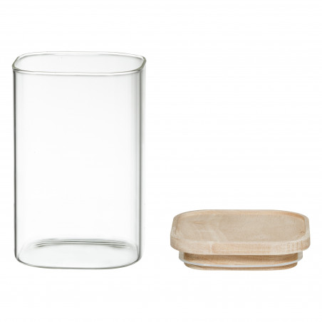 Bocaux de rangement en verre et bois couvercle hermétique Atmosphera