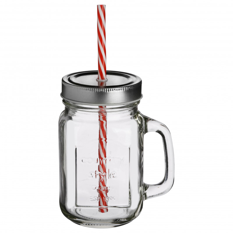 Lot de 2 Chopes en verre & pailles Secret de gourmet