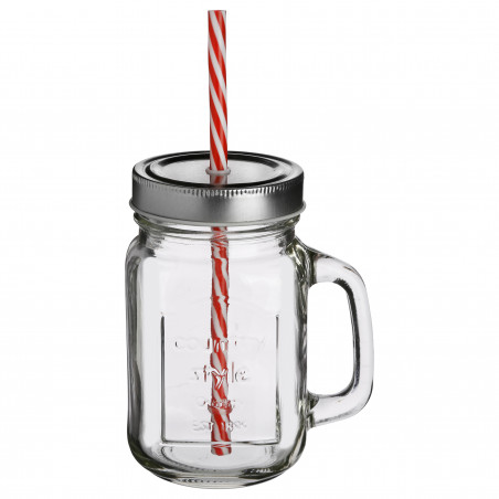 Lot de 2 Chopes en verre & pailles Secret de gourmet