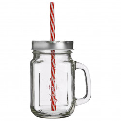 Lot de 2 Chopes en verre & pailles Secret de gourmet