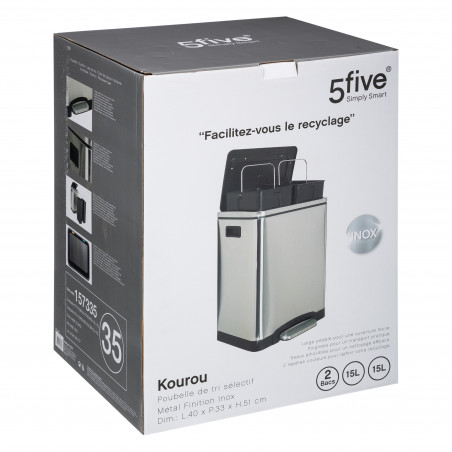 Poubelle Ecologique à Tri sélectif 2 bacs acier Inoxydable d'Atmosphéra
