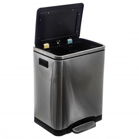 Poubelle Ecologique à Tri sélectif 2 bacs acier Inoxydable d'Atmosphéra