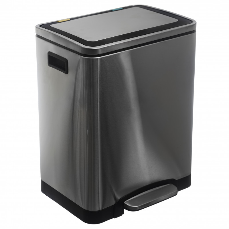 Poubelle Ecologique à Tri sélectif 2 bacs acier Inoxydable d'Atmosphéra
