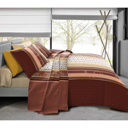 Pack complet Ardec Choco housse de couette pour lit 140 x 190 cm 100% coton / 57 fils/cm²