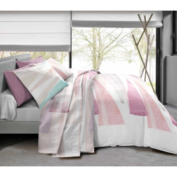 Pack complet La Ciotat Rose  housse de couette pour lit 140 x 190 cm 100% coton / 57 fils/cm²