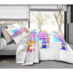 Pack complet NY Skyline Rose housse de couette pour lit 160 x 200 cm 100% coton / 57 fils/cm²