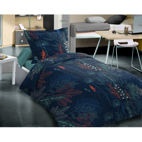 Pack complet Aquapulco bleu housse de couette pour lit 90 x 190 cm 100% coton / 57 fils/cm²