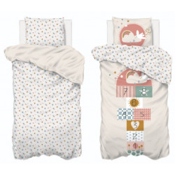 Parure de couette 140 x 200 "Marelle" Réversible 100% Coton / 57 Fils/cm²