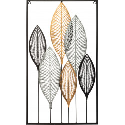 Déco murale métal "Feuilles" 37 x 65 cm Atmosphera