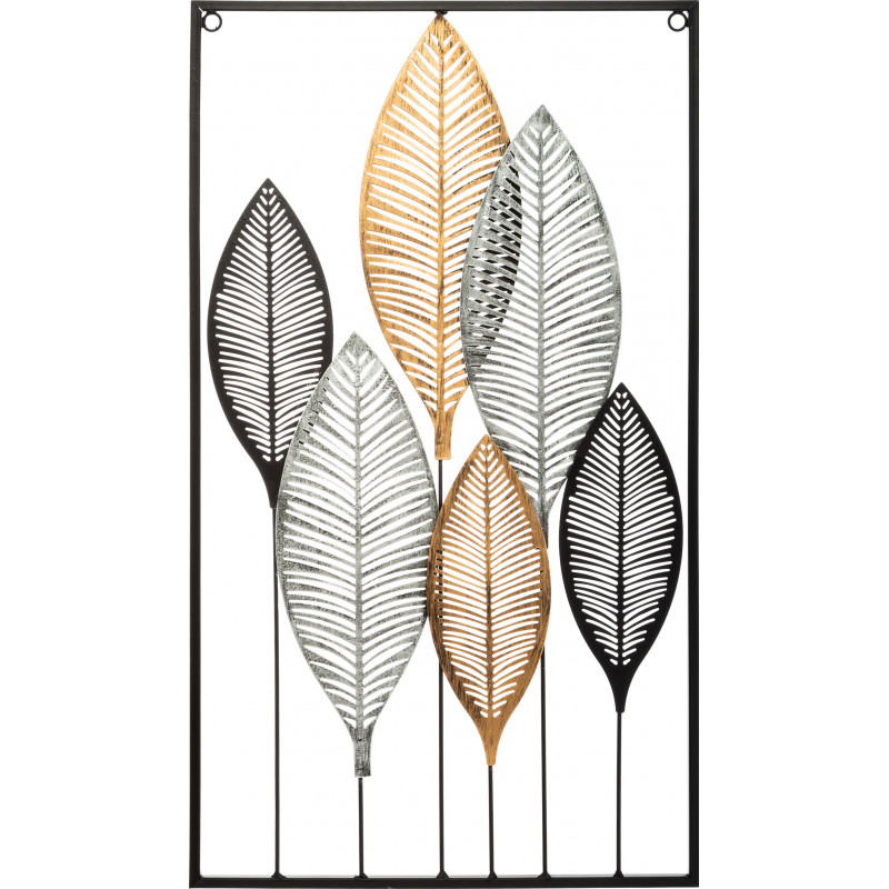 Déco murale métal "Feuilles" 37 x 65 cm Atmosphera