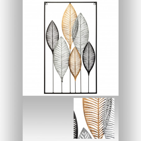 Déco murale métal "Feuilles" 37 x 65 cm Atmosphera