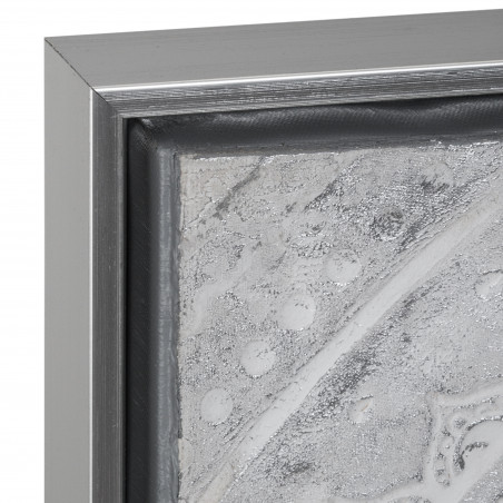 Toile peinte relief Encadrée "Boudha" Argenté 78 x 78 cm Atmosphera
