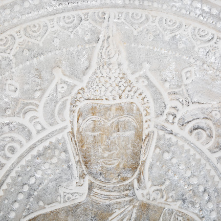 Toile peinte relief Encadrée "Boudha" Argenté 78 x 78 cm Atmosphera