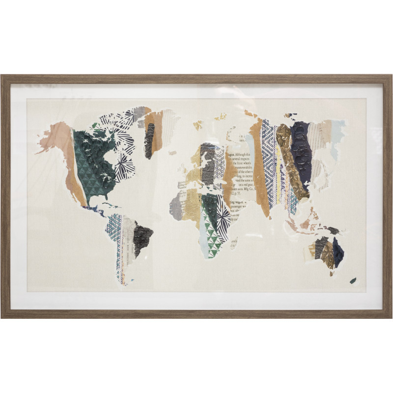 Cadre "Monde" sous verre 50 x 80 cm Atmosphera