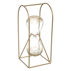 Sablier en verre support en métal doré "Suite" Hauteur 23 cm Atmosphera
