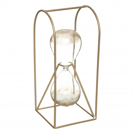 Sablier en verre support en métal doré "Suite" Hauteur 23 cm Atmosphera