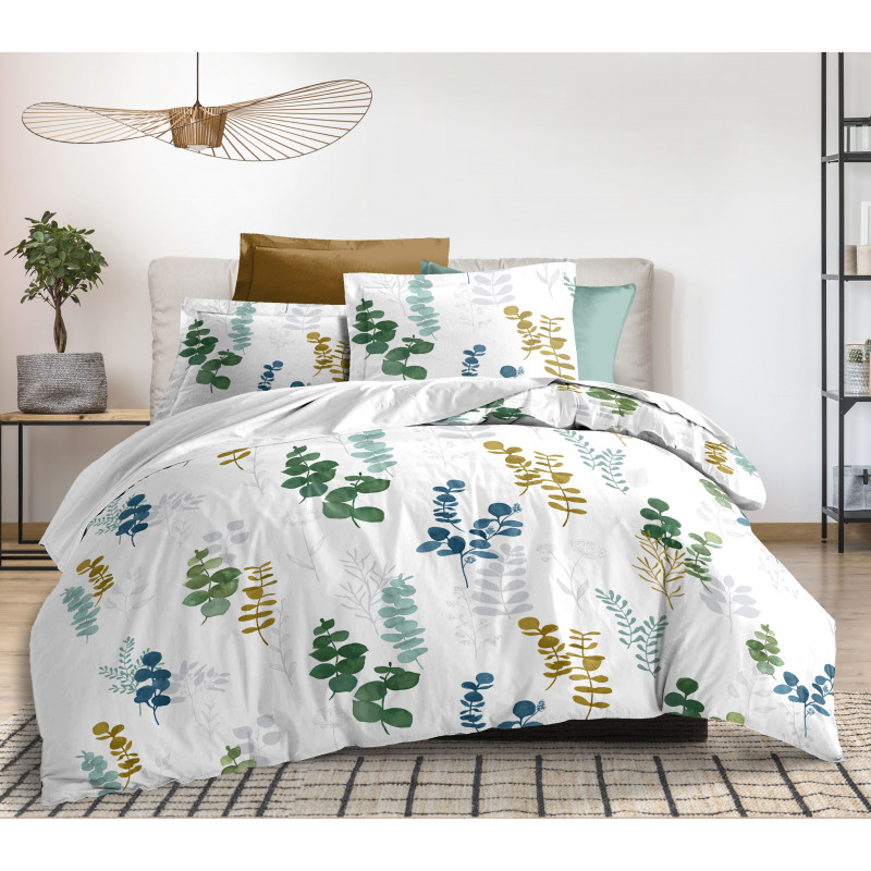 Pack complet Euka housse de couette pour lit 140 x 190 cm 100% coton / 57 fils/cm²