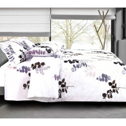 Pack complet Euka Taupe housse de couette pour lit 160 x 200 cm 100% coton / 57 fils/cm²