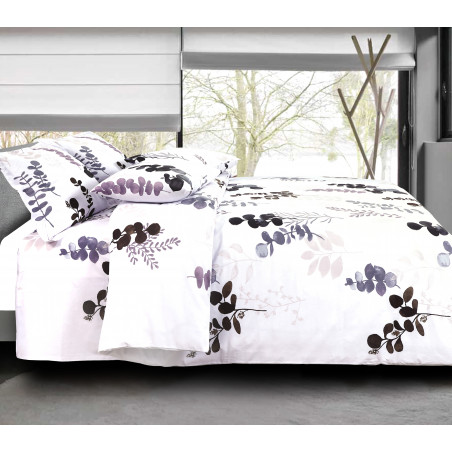 Pack complet Euka Taupe housse de couette pour lit 160 x 200 cm 100% coton / 57 fils/cm²