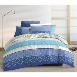 Pack complet Fiacre bleu housse de couette pour lit 140 x 190 cm 100% coton / 57 fils/cm²