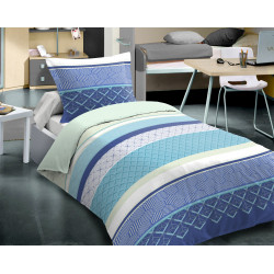 Parure de couette Fiacre bleu pour lit 90 x 190 cm 100% coton / 57 fils/cm²