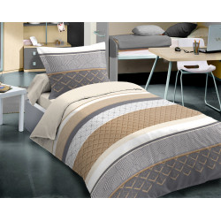 Parure de couette Fiacre Taupe pour lit 90 x 190 cm 100% coton / 57 fils/cm²