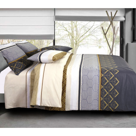 Parure de couette Fiacre Taupe pour lit 90 x 190 cm 100% coton / 57 fils/cm²