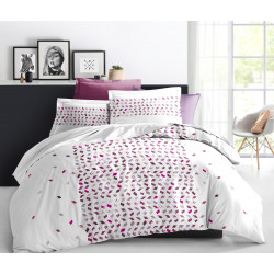 Pack complet Mony Framboise housse de couette pour lit 160 x 200 cm 100% coton / 57 fils/cm²