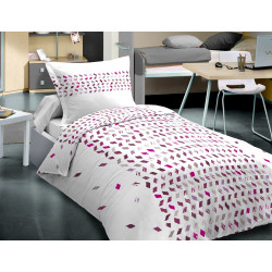 Parure de couette Mony Framboise pour lit 90 x 190 cm 100% coton / 57 fils/cm²