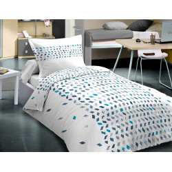 Parure de couette Mony Turquoise pour lit 90 x 190 cm 100% coton / 57 fils/cm²