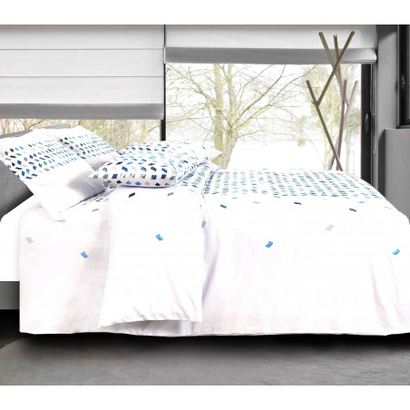 Parure de couette Mony Turquoise pour lit 90 x 190 cm 100% coton / 57 fils/cm²