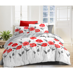 Pack complet Poopies Blanc housse de couette pour lit 160 x 200 cm 100% coton / 57 fils/cm²