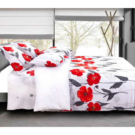 Pack complet Poopies Blanc housse de couette pour lit 160 x 200 cm 100% coton / 57 fils/cm²