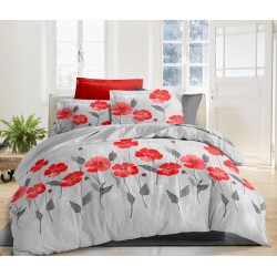 Pack complet Poopies Gris housse de couette pour lit 140 x 190 cm 100% coton / 57 fils/cm²