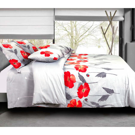 Pack complet Poopies Gris housse de couette pour lit 160 x 200 cm 100% coton / 57 fils/cm²