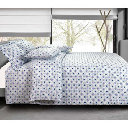 Pack complet Slothy Blue housse de couette pour lit 140 x 190 cm 100% coton / 57 fils/cm²