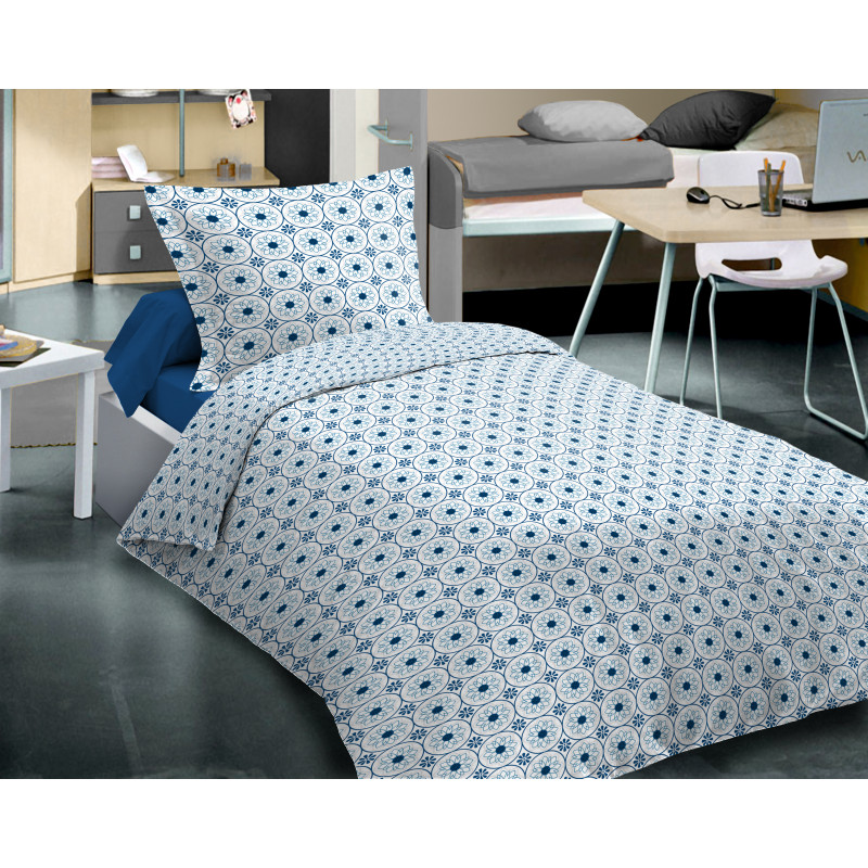 Parure de couette Slothy Blue pour lit 90 x 190 cm 100% coton / 57 fils/cm²