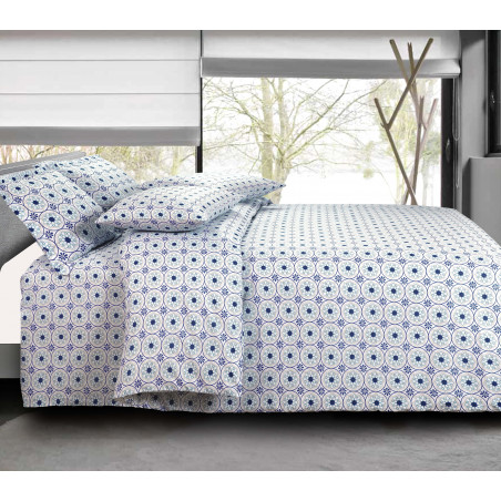 Parure de couette Slothy Blue pour lit 90 x 190 cm 100% coton / 57 fils/cm²