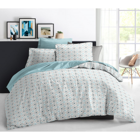 Pack complet Slothy Gris housse de couette pour lit 140 x 190 cm 100% coton / 57 fils/cm²