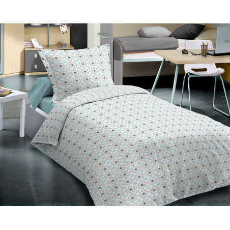 Parure de couette Slothy Blue pour lit 90 x 190 cm 100% coton / 57 fils/cm²