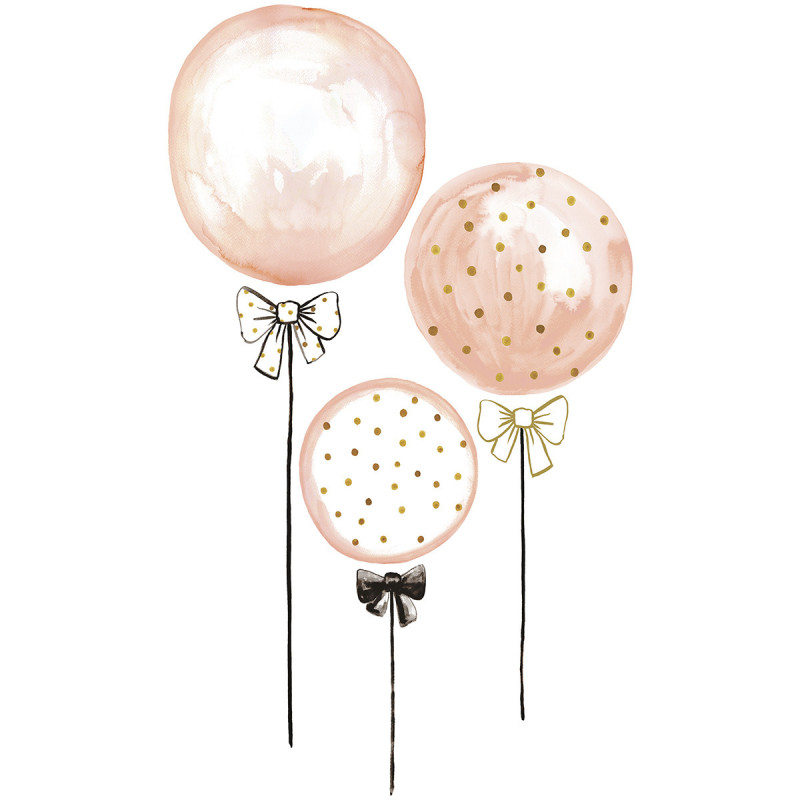 Sticker Lilipinso Ballons Roses & Pois Dorés 50 x 85 cm