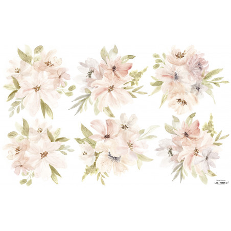 Sticker Lilipinso Sticker décor bouquet de fleurs roses orangées 64 x 90 cm
